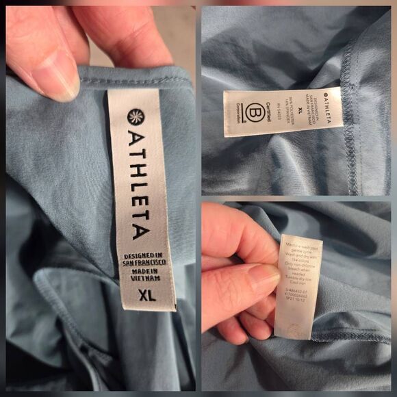 Athleta Presidio Hi-Low Sleeveless Dusty Blue Oversized Billowy Easy Wear Dress - Picture 6 of 7